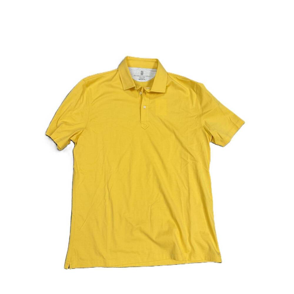 NEW BRUNELLO CUCINELLI men's short-sleeve knit polo in yellow c9670